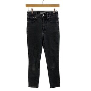 Madewell Perfect Vintage Jean Black Wash‎ High Rise Distressed Denim Size 24